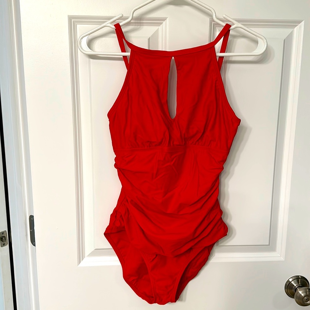 Ellen Tracey Red One Piece Bathing Suit